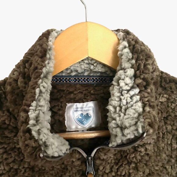 Nordic Fleece The Victoria Sherpa Pullover in Brown Small - Picture 4 of 5